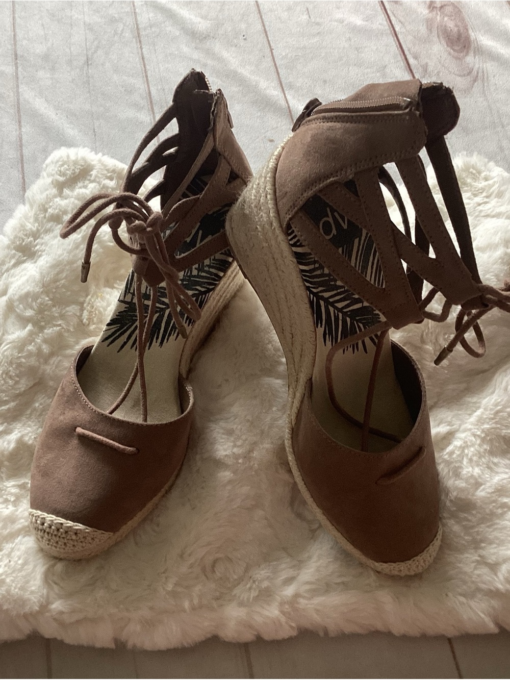 DV by Dolce Vita Brown Lace-Up Espadrille Wedge Sandals
